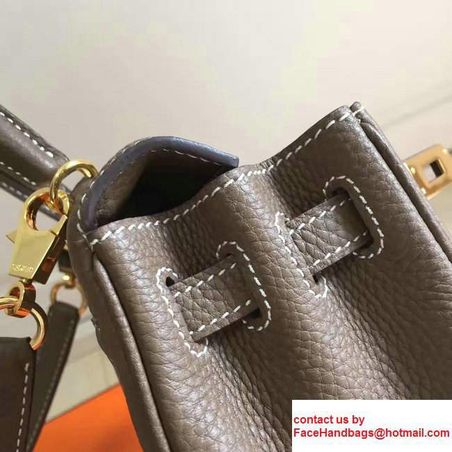 Hermes Togo Leather Kelly 20cm Mini Bag Etoupe