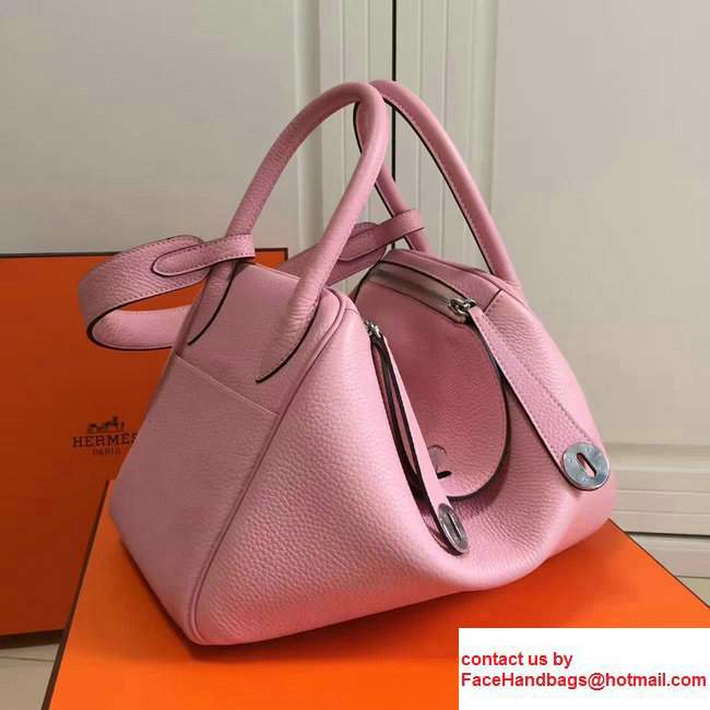 Hermes Leather Lindy 26/30cm Bag Baby Pink