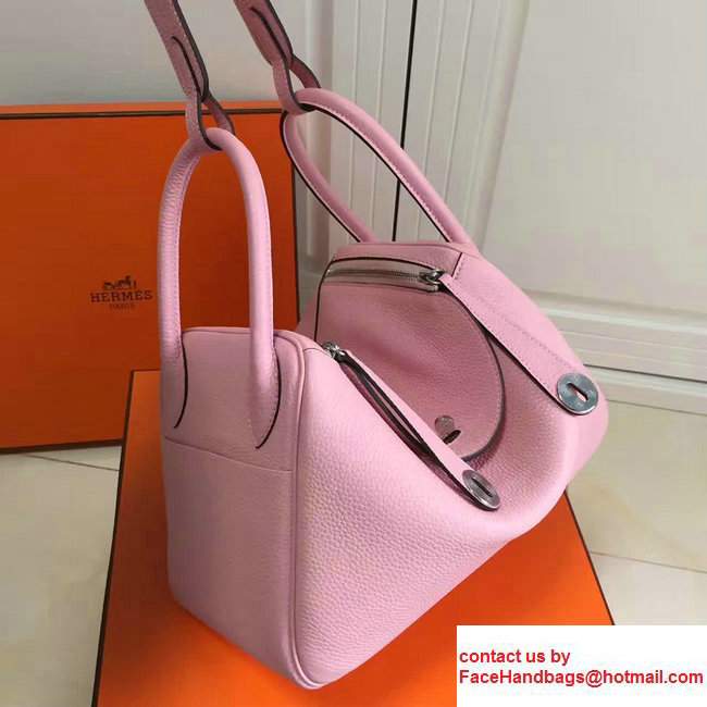 Hermes Leather Lindy 26/30cm Bag Baby Pink