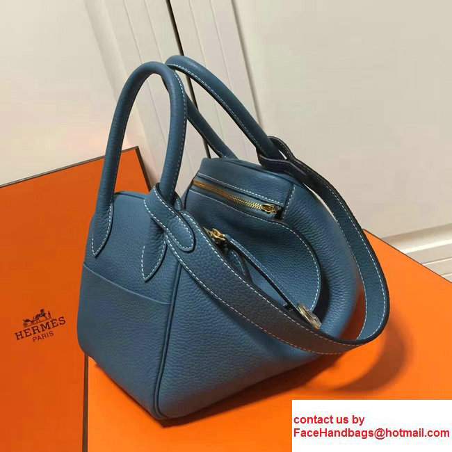 Hermes Leather Lindy 26/30cm Bag Dark Blue