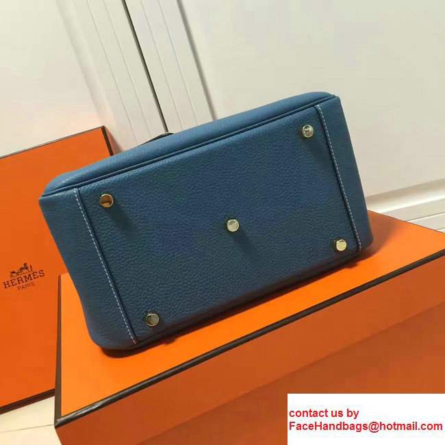 Hermes Leather Lindy 26/30cm Bag Dark Blue