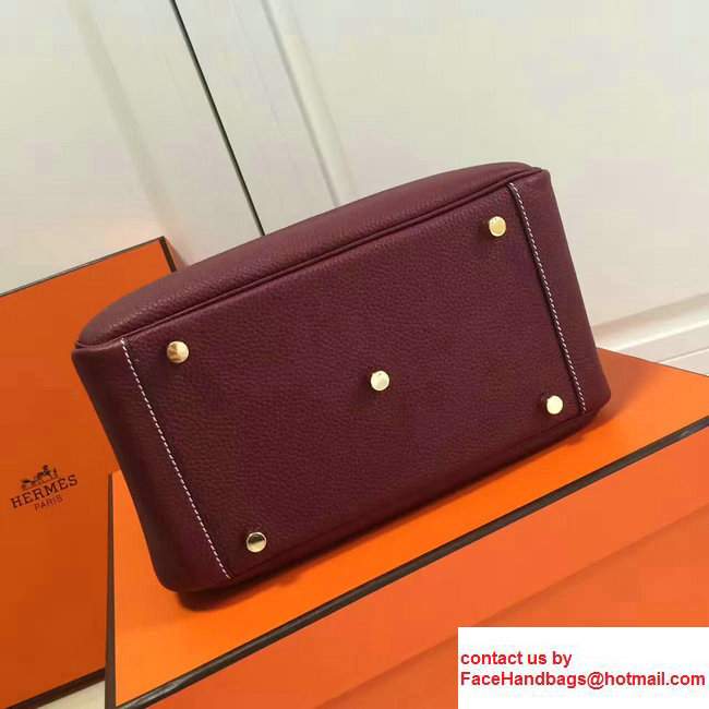 Hermes Leather Lindy 26/30cm Bag Fuchsia