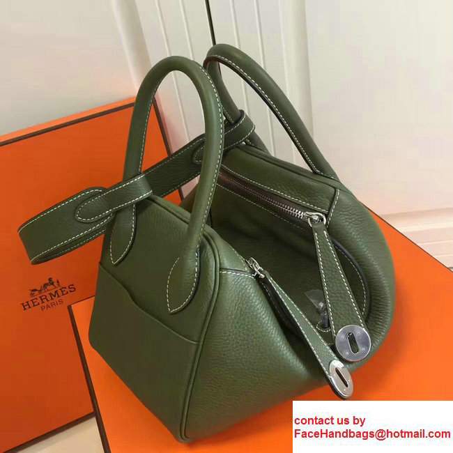 Hermes Leather Lindy 26/30cm Bag Green