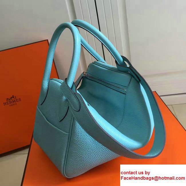 Hermes Leather Lindy 26/30cm Bag Light Blue