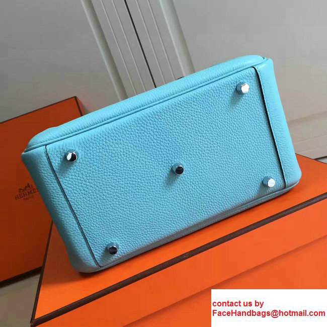 Hermes Leather Lindy 26/30cm Bag Light Blue