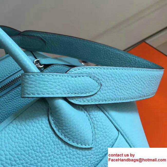 Hermes Leather Lindy 26/30cm Bag Light Blue