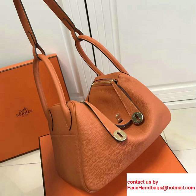 Hermes Leather Lindy 26/30cm Bag Orange