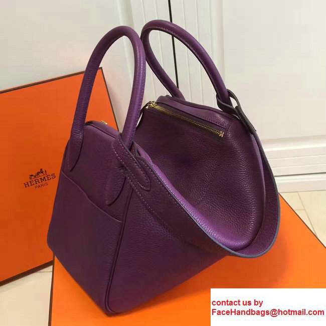 Hermes Leather Lindy 26/30cm Bag Purple