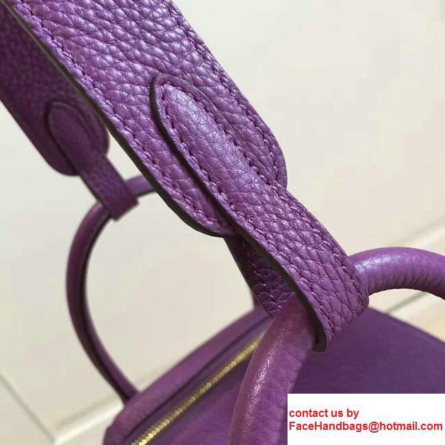 Hermes Leather Lindy 26/30cm Bag Purple