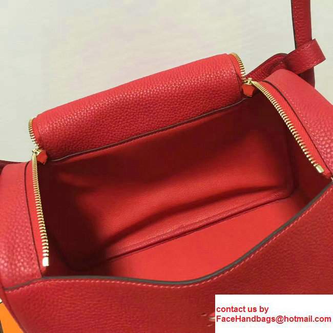 Hermes Leather Lindy 26/30cm Bag Red