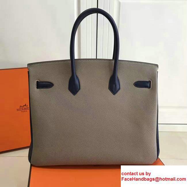 Hermes Mini Birkin 25cm Bag in Original Togo Leather Bag Light Blue/Gray