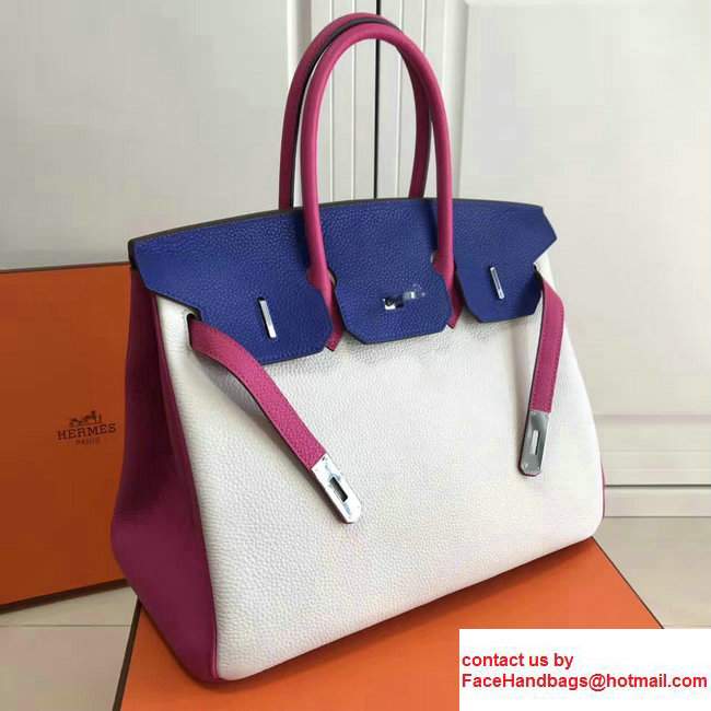 Hermes Mini Birkin 25cm Bag in Original Togo Leather Bag Milky/Blue