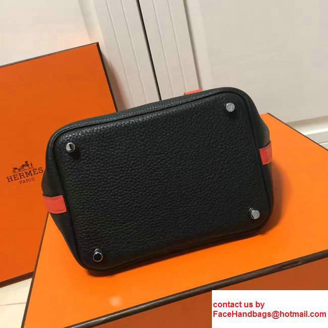 Hermes Original Togo Leather Picotin Lock PM/MM Bag Black/Orange