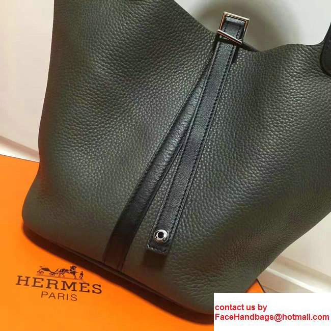 Hermes Original Togo Leather Picotin Lock PM/MM Bag Dark Green/Black