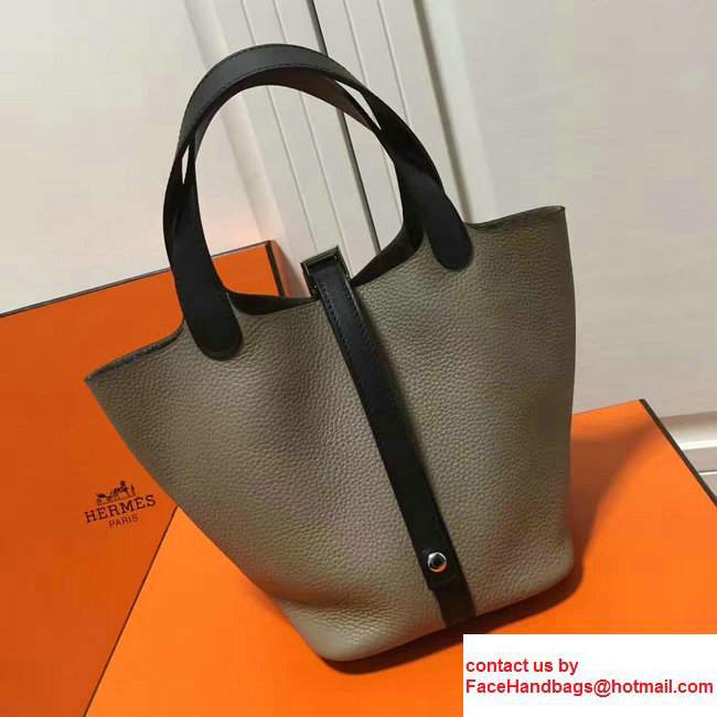 Hermes Original Togo Leather Picotin Lock PM/MM Bag Gary/Black