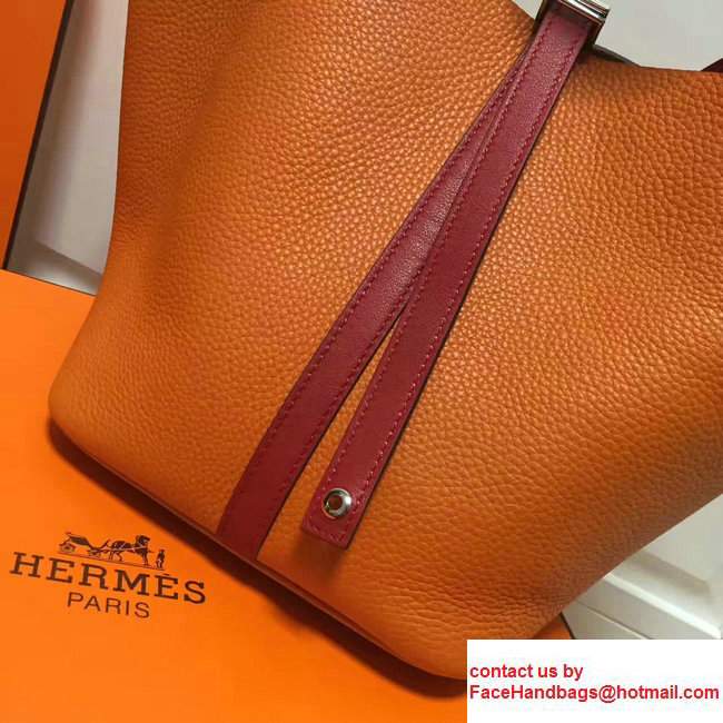 Hermes Original Togo Leather Picotin Lock PM/MM Bag Orange/Red