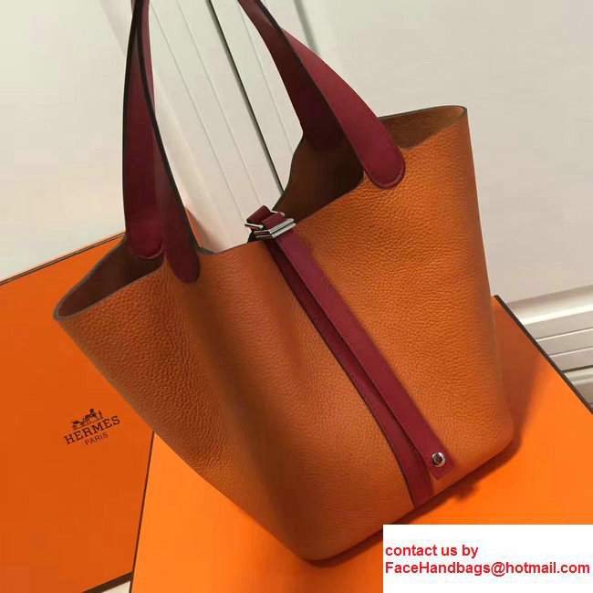 Hermes Original Togo Leather Picotin Lock PM/MM Bag Orange/Red