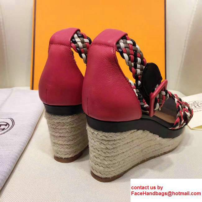 Hermes Wedge Heel Hand-Braided Ines Espadrilles Sandals 04 2017