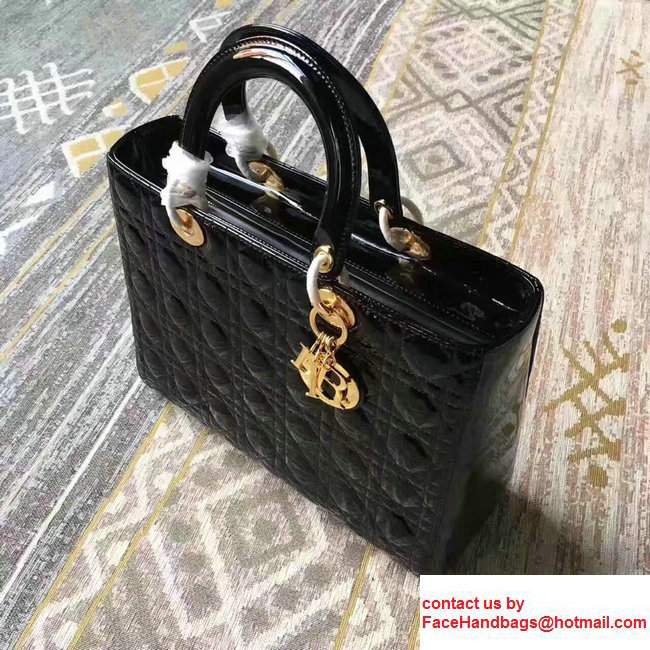 Lady Dior Large Bag Original Quality Patent Leather Black