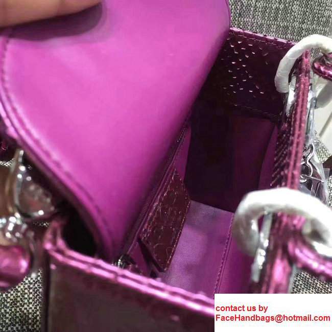 Lady Dior Python Small/Mini Bag with Double Chain Strap Purple 2017 - Click Image to Close