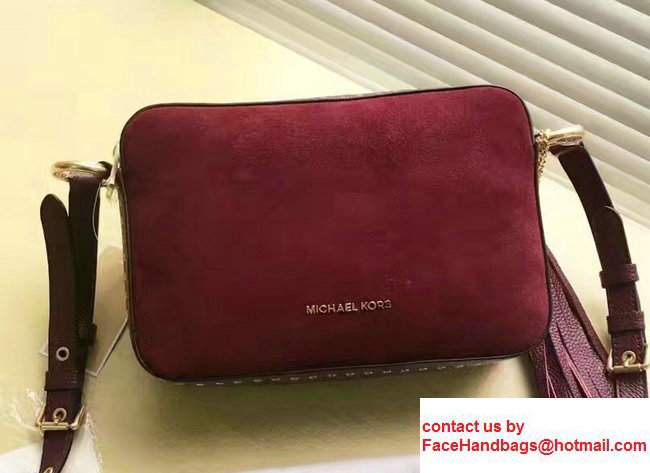 Michael Kors Jet Set Travel Large Leather Crossbody Bag Velvet Red 2017