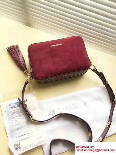 Michael Kors Jet Set Travel Large Leather Crossbody Bag Velvet Red 2017