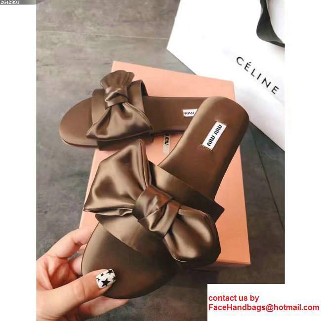 Miu Miu Bow Slipper Sandals Coffee 2017