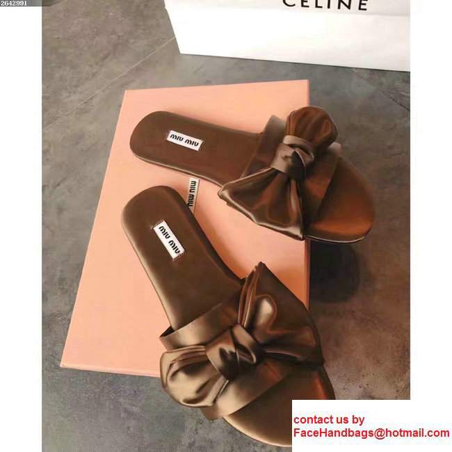 Miu Miu Bow Slipper Sandals Coffee 2017