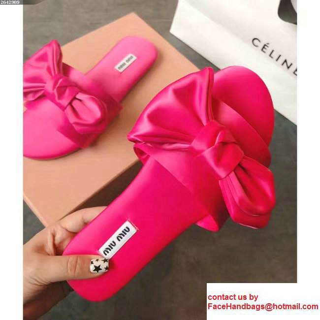 Miu Miu Bow Slipper Sandals Fuchsia 2017