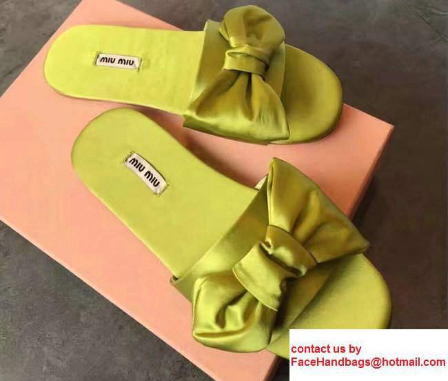 Miu Miu Bow Slipper Sandals Grass Green 2017