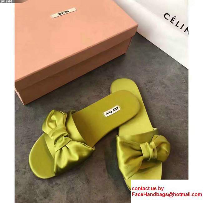 Miu Miu Bow Slipper Sandals Grass Green 2017