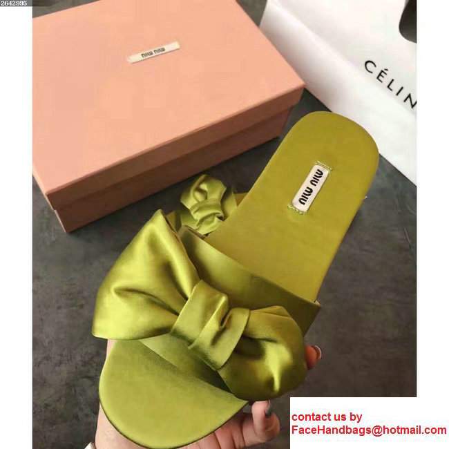 Miu Miu Bow Slipper Sandals Grass Green 2017