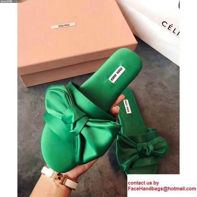 Miu Miu Bow Slipper Sandals Green 2017