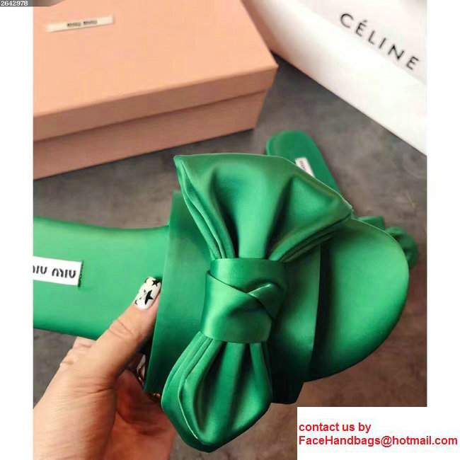 Miu Miu Bow Slipper Sandals Green 2017