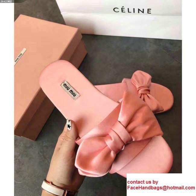 Miu Miu Bow Slipper Sandals Pink 2017