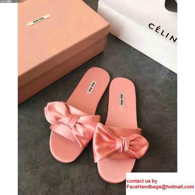 Miu Miu Bow Slipper Sandals Pink 2017