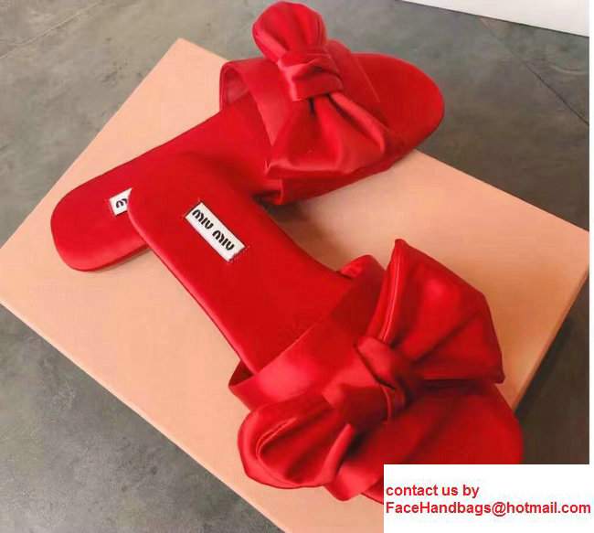 Miu Miu Bow Slipper Sandals Red 2017