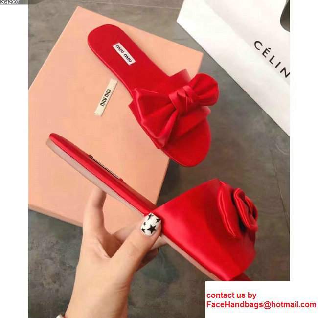 Miu Miu Bow Slipper Sandals Red 2017