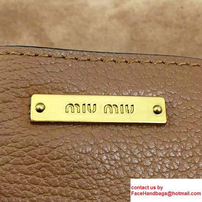 Miu Miu Embellished Studs And Jeweled Buckle Lux Madras Shoulder Bag 5BH019 Brown 2017