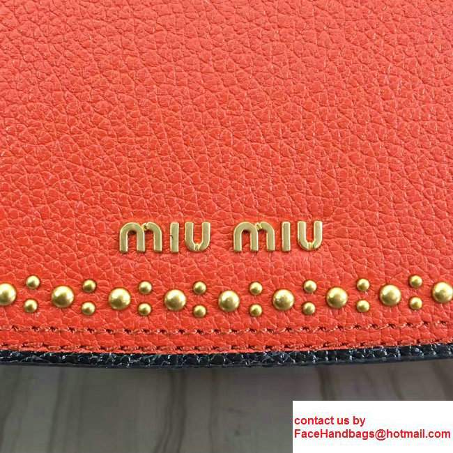 Miu Miu Embellished Studs And Jeweled Buckle Lux Madras Shoulder Bag 5BH019 Red2017