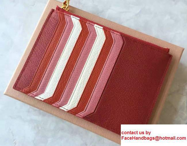 Miu Miu Multicolored Madras Credit Card Holder Red 2017