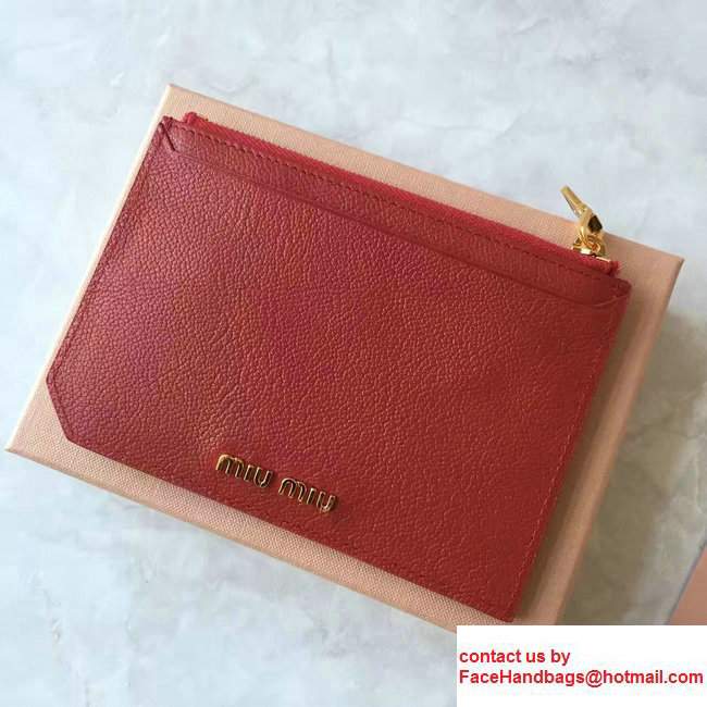 Miu Miu Multicolored Madras Credit Card Holder Red 2017