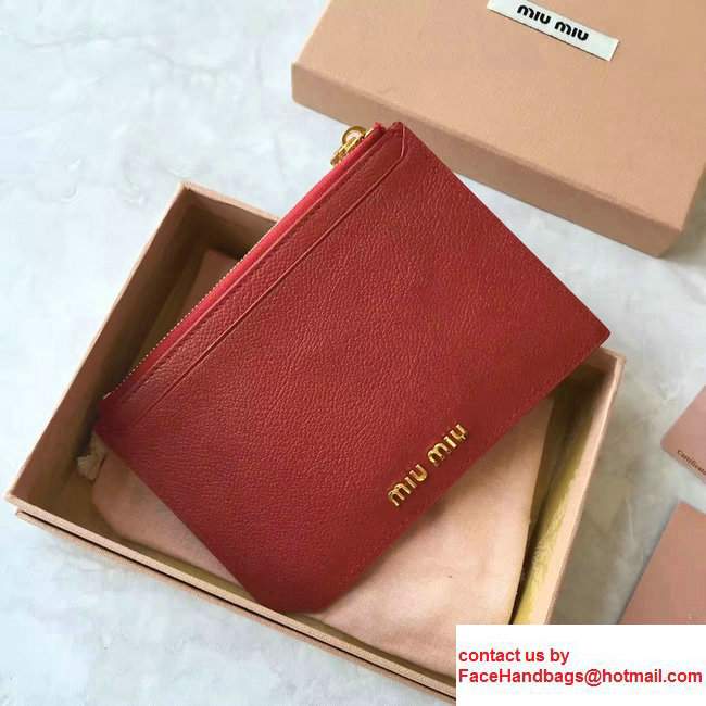 Miu Miu Multicolored Madras Credit Card Holder Red 2017