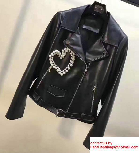 Moschino Lambskin Pearl Heart Jacket 2017