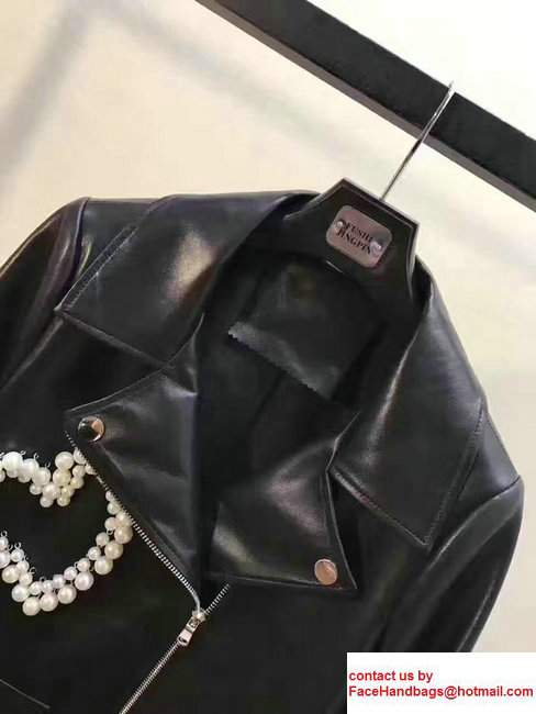 Moschino Lambskin Pearl Heart Jacket 2017