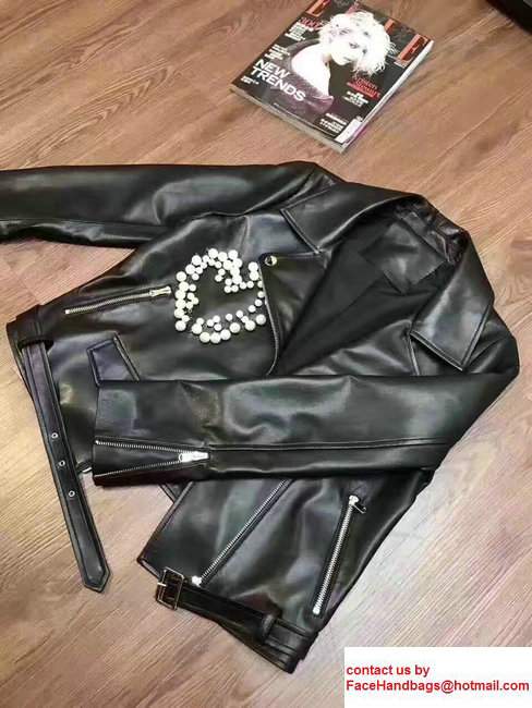 Moschino Lambskin Pearl Heart Jacket 2017