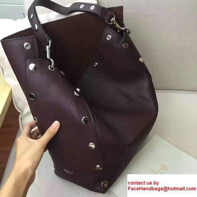 Mulberry Natural Leather Camden Hobo Bag Studded Oxblood 2017