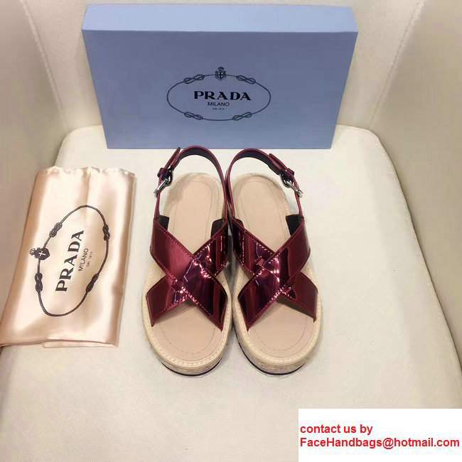 Prada Brushed Calf Leather Crisscross Sandals 1XZ413 Burgundy 2017