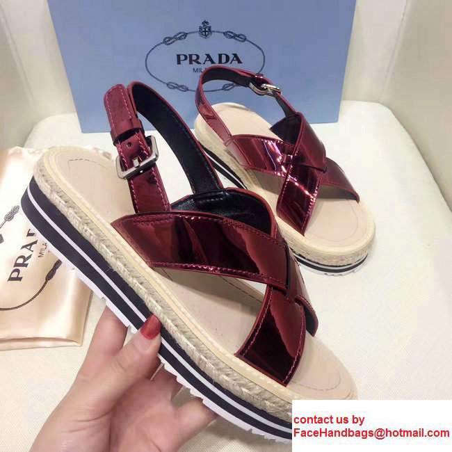 Prada Brushed Calf Leather Crisscross Sandals 1XZ413 Burgundy 2017