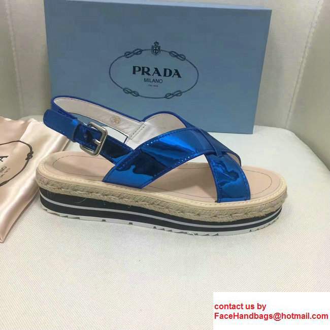 Prada Brushed Calf Leather Crisscross Sandals 1XZ413 Light Blue 2017